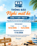Thông báo lịch nghỉ mát hè 2026 - Công ty máy tính F5