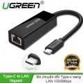 Cáp USB Type-C to Lan 10/100/1000Mbps chính hãng Ugreen 50307 cao cấp